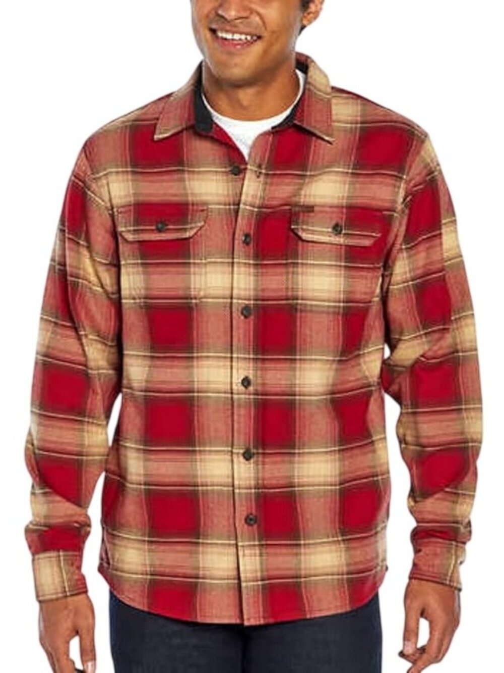 Orvis Shirt XXL Plaid Button Front Long Sleeve Heavyweight Flannel Red Hunting